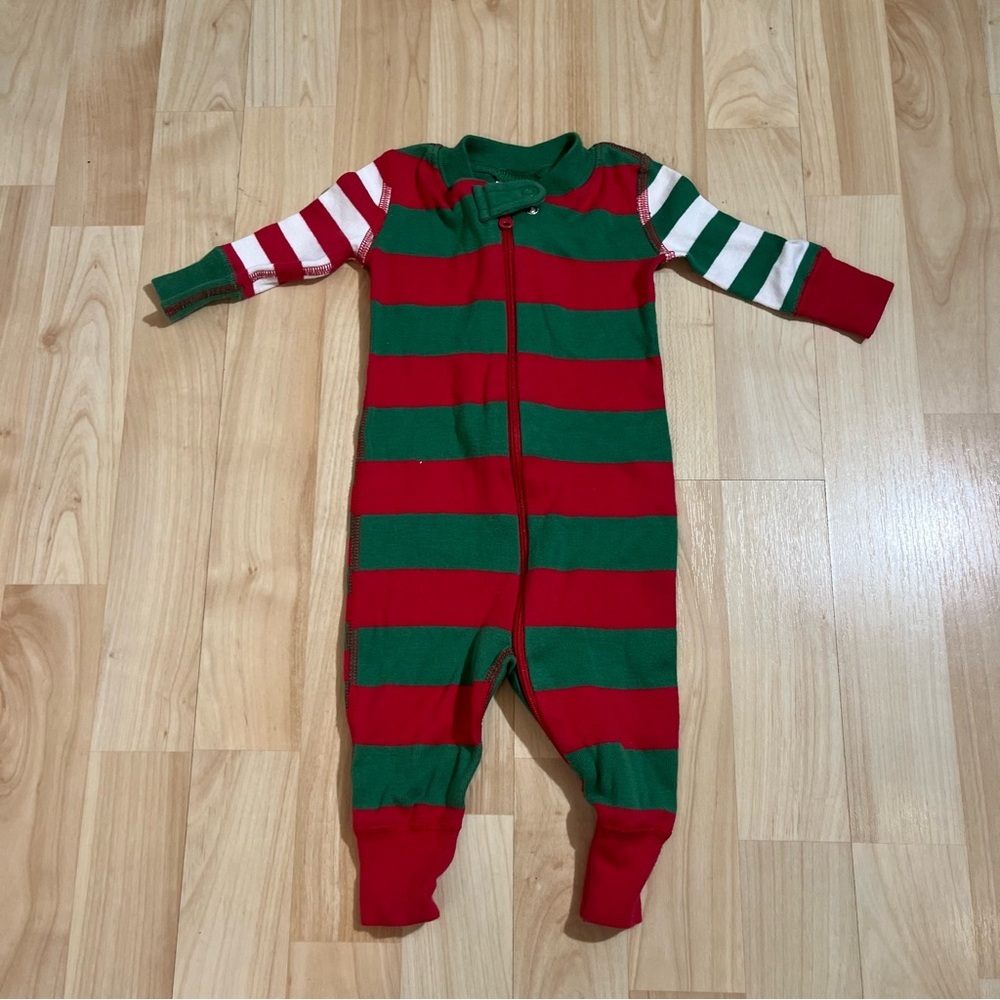 HANNA ANDERSSON ORGANIC COTTON HOLIDAY STRIPE UNION SUIT PAJAMAS 0-3 months
